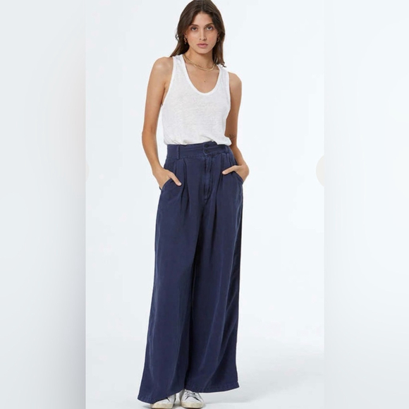 Young Fabulous & Broke Pants - Young Fabulous & Broke Hope Wide-Leg Pants, Indigo Pigment